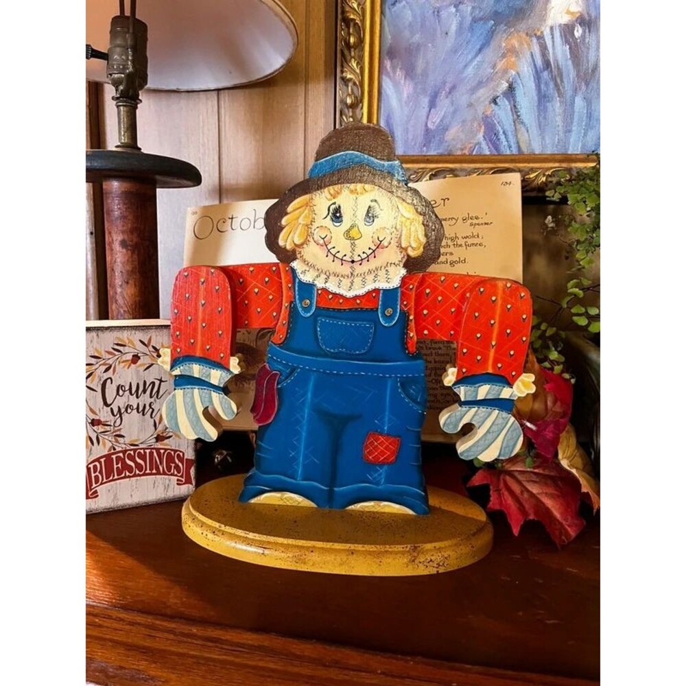 Handpainted vintage grandma core fall autumn scarecrow
